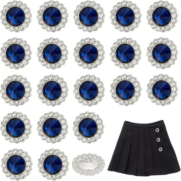 20 Pcs Shank Buttons 20 mm Alloy Rhinestone Buttons for Sewing Vintage Sewing Button for Shirt Coats Blazer Dress and DIY Crafting Decorations（Midninght Blue） diy