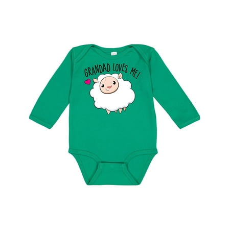 

Inktastic Grandad Loves Me- cute sheep Gift Baby Boy or Baby Girl Long Sleeve Bodysuit