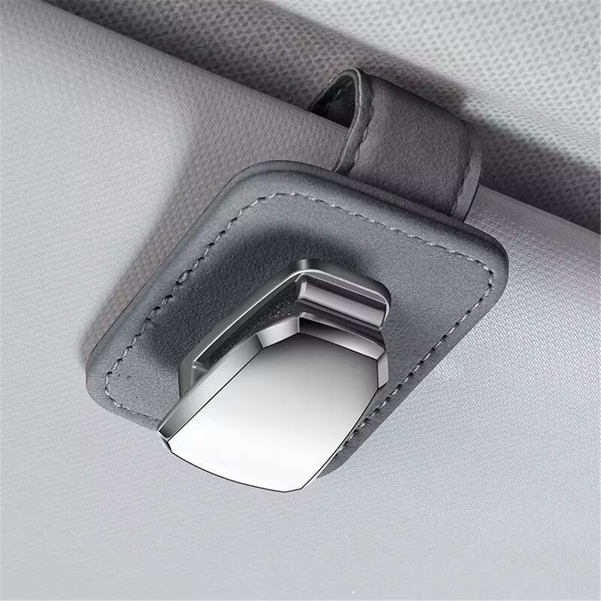 Sunglasses Holder for Car, One-Handed-Operation Leather Sunglasses Clip for Car Sun Visor, 5Pack Durable Eyeglasses Holder and Ticket Card Clip, Auto Interior Car Visor Accessories