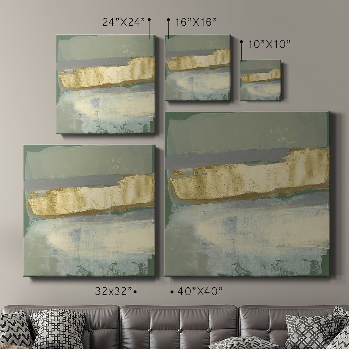 Wexford Home Sage & Gold Swipe VIII-Premium Gallery Wrapped Canvas, 24" x 24" - Ready to Hang