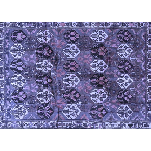 Ahgly Company Machine Washable Indoor Rectangle Persian Blue Traditional Area Rugs, 6' x 9'