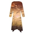 thumbnail image 4 of Long Dress with Sleeves,Summer Casual Dress,Ladies Fashion Printed Long Sleeved Round Neck Casual Irregular Dress, 4 of 5