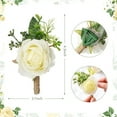 thumbnail image 2 of Tutuviw 2 Pcs White Rose Boutonniere for Men,Wedding Rose Corsage Buttonholes,Groom and Groomsmen Boutonniere with Artificial Flower for Rustic Vintage Wedding Ceremony Dinner Prom Party, 2 of 8