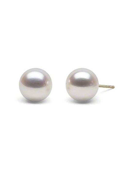 round white akoya pearl stud earring 14k gold 8-8.5mm AAA