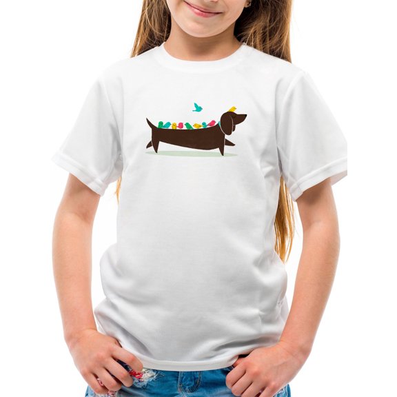 Image Conscious Birds On A Dachsund T-Shirt Juniors -Jay Fleck Designs, Unisex Regular Fit