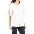 thumbnail image 2 of Women's Casual Solid Short Sleeve Flowy Stretch Comfy Loose Fit Tunic T-Shirt Top, 2 of 4