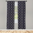 thumbnail image 4 of Ambesonne Damask Window Curtains, Golden Floral Pattern Art, Each 28" W x 84" L, Navy Blue Dark Khaki, 4 of 4