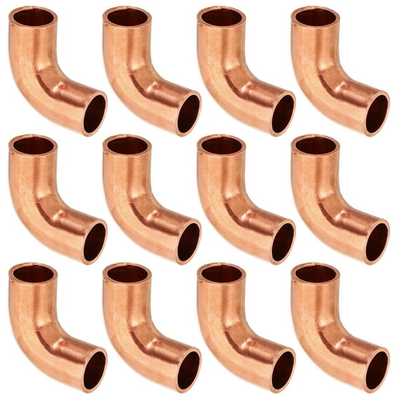Unique Bargains 5/16" ID 1mm Thick Elbow Copper Fitting, 12pcs Short Radius Sweat Solder Pure Copper Tube Connector