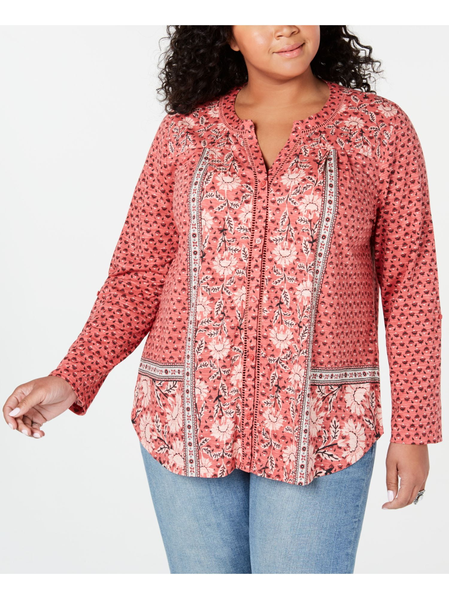 Style & Co Womens Paisley V-Neck Top Blouse Shirt Plus BHFO 4285 Style & Co Womens Paisley V-Neck Top Blouse Shirt Plus BHFO 4285