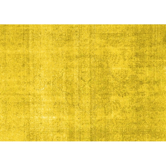Ahgly Company Machine Washable Indoor Rectangle Persian Yellow Traditional Area Rugs, 2' x 3'