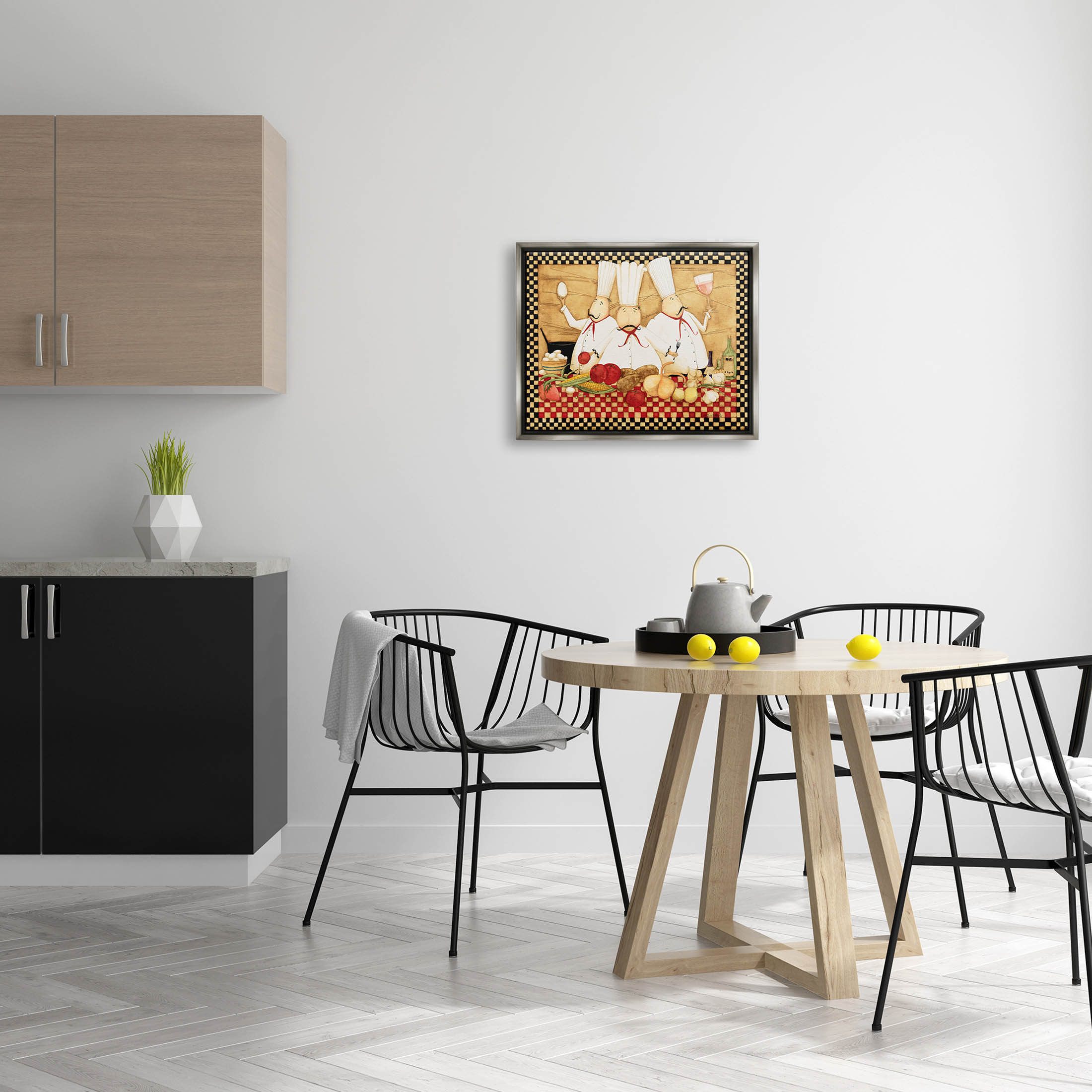 Vintage Chefs Checkered Kitchen Food & Beverage Graphic Art Luster Gray Framed Art Print Wall Art