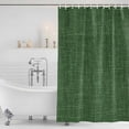thumbnail image 3 of Dark Green Burlap Texture Shower Curtain, Waterproof Shower Curtains for Bathroom, Farmhouse Vintage Green Washable Fabric Bathtub Curtain Set Bath Decor with 12 Hooks 48"x72", 3 of 8