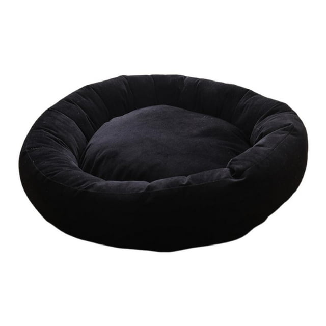 Cama redonda para gatos, tipo donut, cómoda perrera de interior para invierno, nido para gatitos negro S