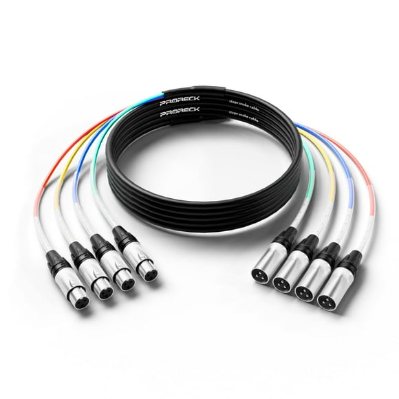Cable Audio Snake PRORECK de 20 pies y 4 canales XLR macho a hembra