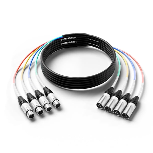 Cable Audio Snake PRORECK de 20 pies y 4 canales XLR macho a hembra