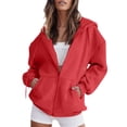 thumbnail image 2 of Zip Up Hoodies for Women 2025 Long Sleeve Plain Oversized Hoodie with Pockets Hooded Sweatshirt Women Jacket, 2 of 8