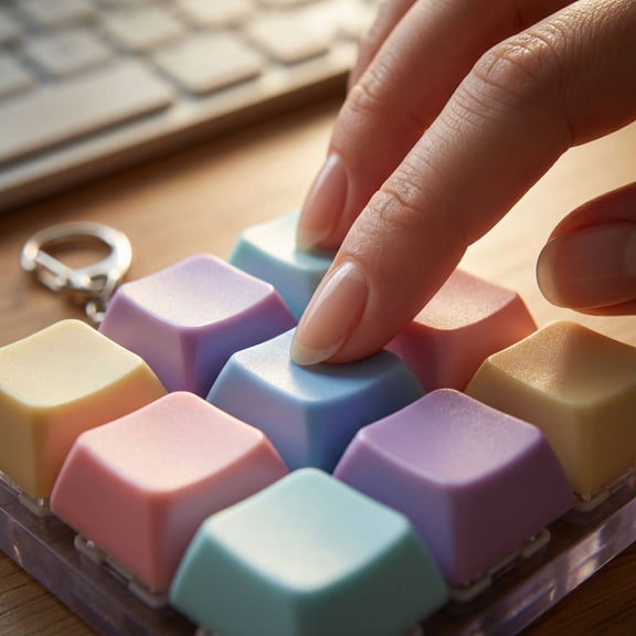 Keyboard Fidget Toy Clicker Fidget Keychain, 9-in-1 Stress Relief Desk Toys Decompression Button Keyboard with Removable Keycaps, Anxiety Relief Valentine's Day Gifts