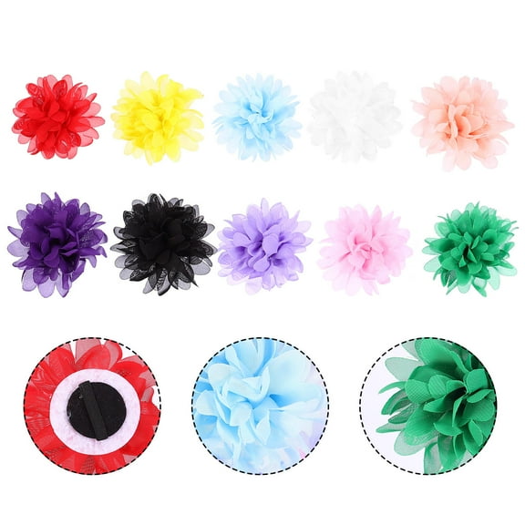 PAMINGONO Hemoton 10pcs Chiffon Flowers for Dog Collar Pet Ornaments Mixed Style