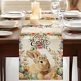 thumbnail image 3 of Happy Easter Bunny Table Runner, Eggs Spring Flowers Retro Pastoral Plants Washable Cotton Linen Table Runners 36 Inches Long, Dresser Scarf Runner for Nightstand/End Tables/Round Tables 13''x36'', 3 of 9