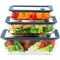 thumbnail image 2 of EasyWare JUMBO - Contenedores de VIDRIO - TAPA DE VIDRIO CON VENTILA, Recipientes para Alimentos, Herméticas a prueba de fugas, Cocina, Horno, Refrigerador, Congelador (SET 3 REFRACTARIOS (6 PCS)),8, 2 of 9