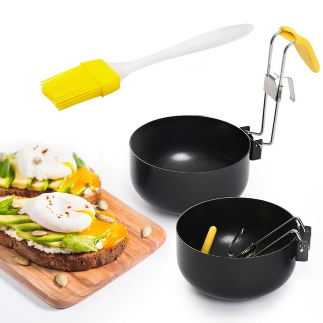 melotizhi Stainless Egg Poacher Stainless Poached Egg Cooker Egg Poacher Pan Egg Rings Ear Egg Boiler Poached Egg Maker Non Stick Egg Poacher Boiled Eggs For Kitchen Tool (2PCS), White