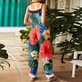 thumbnail image 4 of Iaqnaocc Hawaiian Tropic Womens Jumpsuit Plus Size Sleeveless Floral Print Jumpsuits Overalls Boho Vacation Rompers for Women Summer Loose Fit Spaghetti Strap Overalls for Women Light Blue XL, 4 of 6