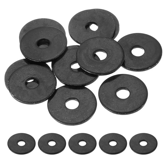 12 Pcs Arandela Plana para Tornillos, Arandelas de Acero Inoxidable 6mm ID x 25mm OD x 2mm de Grosor para Pernos, Reparaciones de Fábricas, Cocinas, Tiendas, Negros