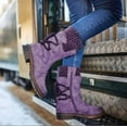 thumbnail image 4 of EINCcm Autumn And Winter New Woolen Yarn Snow Boots Back Strap Plus Size Boots Women Purple,36, 4 of 6