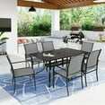 thumbnail image 3 of SUNCROWN 7 - Piece Outdoor Dining Set, Patio Furniture Set with 6 x Textilene Dinning Chairs and 1 Steel Slat Metal Bistro Table for Lawn Garden Backyard Deck, Grey, 3 of 9