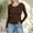 Coffee, variant on Women's Ribbed Crew Neck Tee with Long Sleeve, Womens Slim Undershirts Knit Basic Tops Shirts, Women's Plus Coffee,Size XL