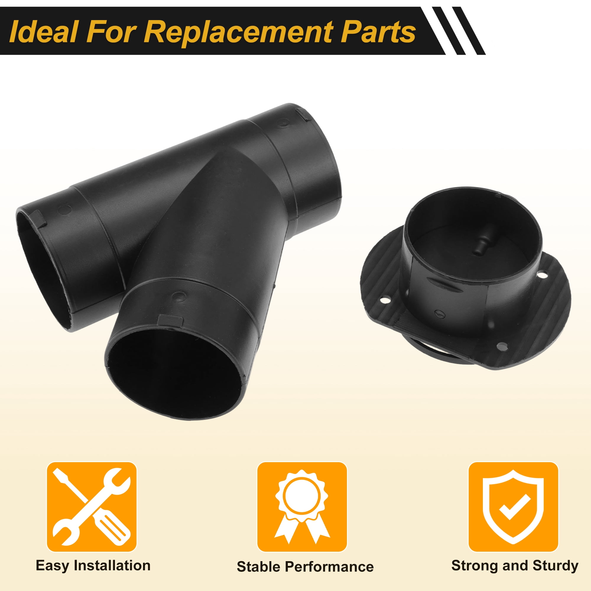 Car Heater Warm Air Ducting Pipe 60 mm Y Shape Outlet Connector Diesel Heater Duct Connector for Parking Caravan Heaters Black Plastic 1 Pcs