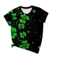 thumbnail image 4 of SYMOID St. Patrick's Day Festive Top Shirts for Juniors Women Green Shamrock Graphic Girls Tee Shirts,Short Sleeve,Crew Neck,Black,Size S, 4 of 4