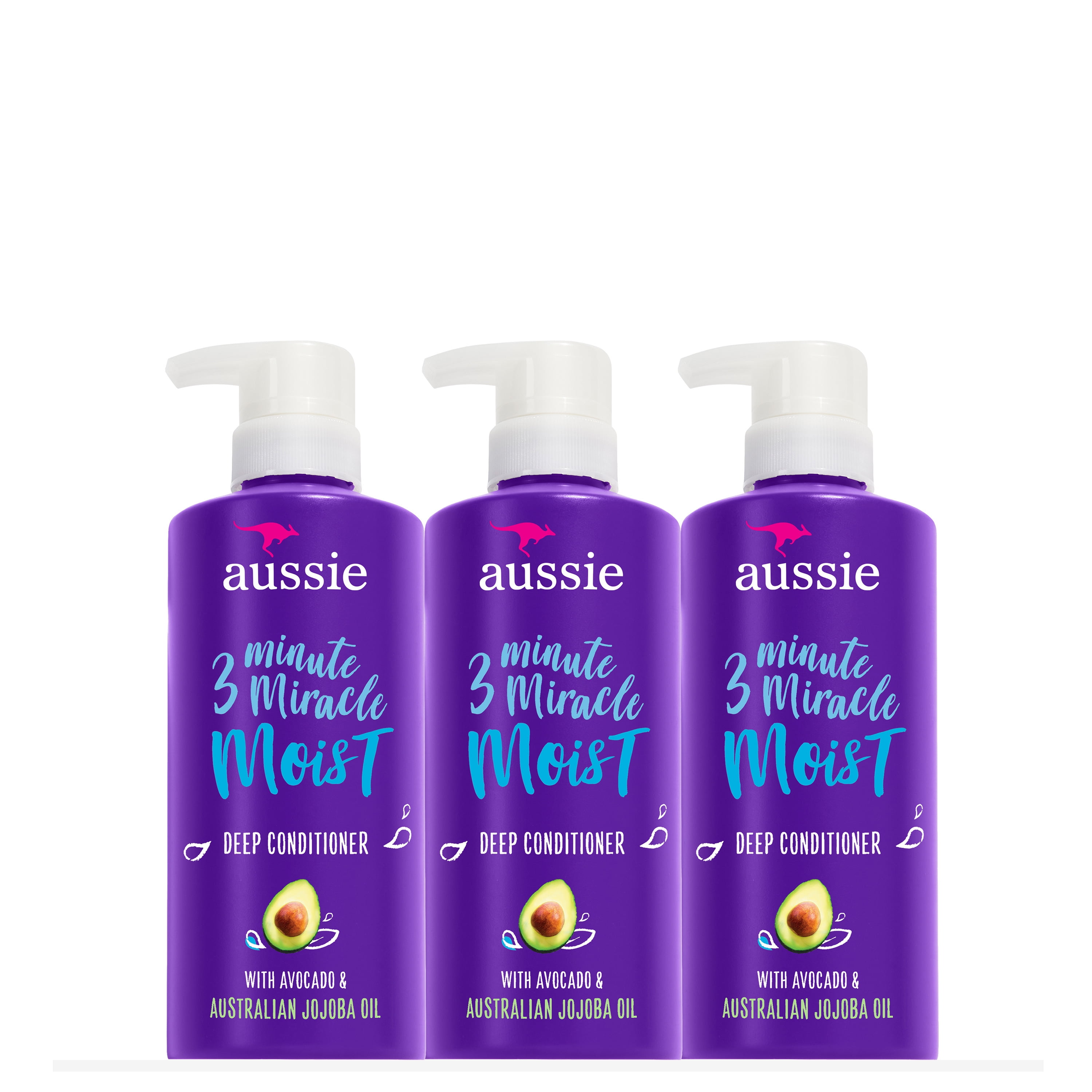 Aussie Paraben-Free Miracle Moist 3 Minute Miracle Conditioner w/ Avocado, 16.0 fl oz, 3 Pack Walmart.com