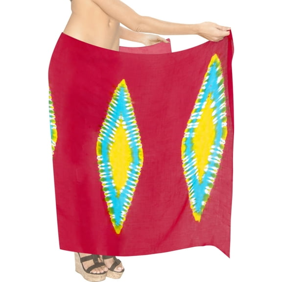 HAPPY BAY Women's Cover-up Coverups Beach Cover up Swimwear Wraps Vacation Swimsuit Long Beachwear Bikinis Pareos Summer Sarong One Size Red, Tie Dye