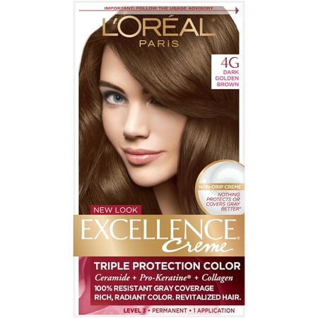 L'Oreal Paris Excellence Créme Permanent Triple Protection Hair Color, 4G Dark Golden Brown, 1 (Best Way To Colour Grey Hair)