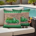 thumbnail image 4 of Saint Patrick's Day Outdoor Waterproof Pillow Covers, Luck Leaves Car Brown Wooden Plaid Decorative Square Throw Pillowcase Sofa Cushion Sham for Patio/Couch/Chair, 18"x18" 2 Pack, 4 of 8