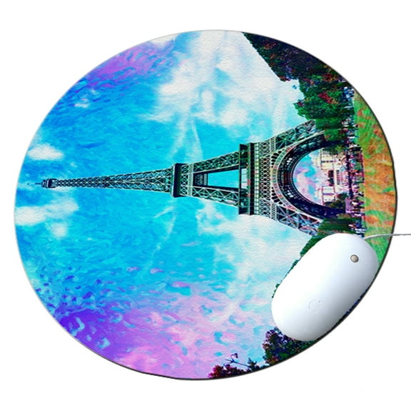 KuzmarK Round Mousepad / Hot Pad / Trivet - Eiffel Tower France