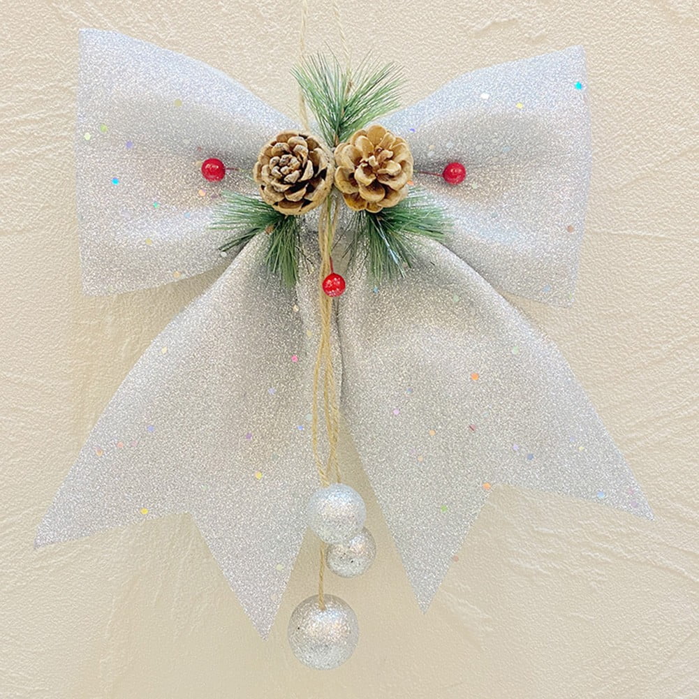 Yannee Christmas Bow, Rose Gold Wreaths Large Glitter Ribbon Bow Tie