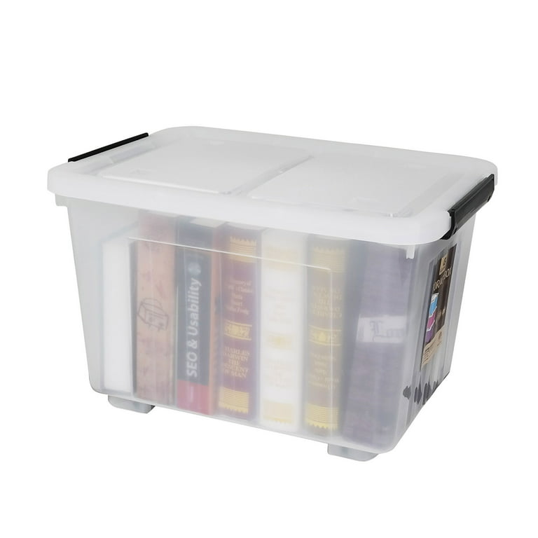  DynkoNA 30 L Plastic Boxes with Lids and Wheels, Clear Storage  Bin Totes Set of 4