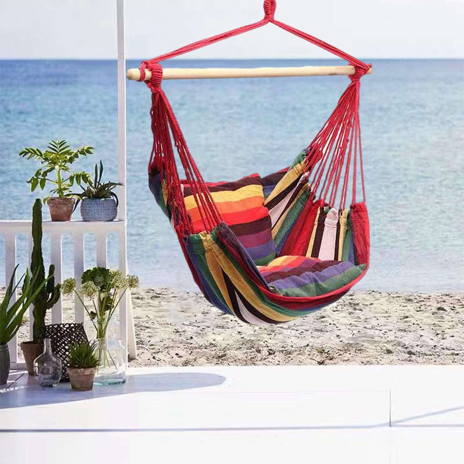 Portable Canvas Hanging Hammock Chair 330Bls for Garden Patio Balcony Yard Child Rainbow Walmart