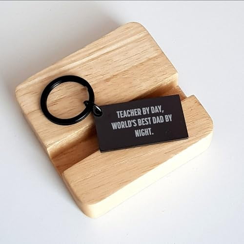 Amangny Teacher by Day, World's Best Dad by Night Keychain Gift for Teachers on Father's Day - A Unique and Inspirational Token of Appreciation for Teachers Gifts for Dad