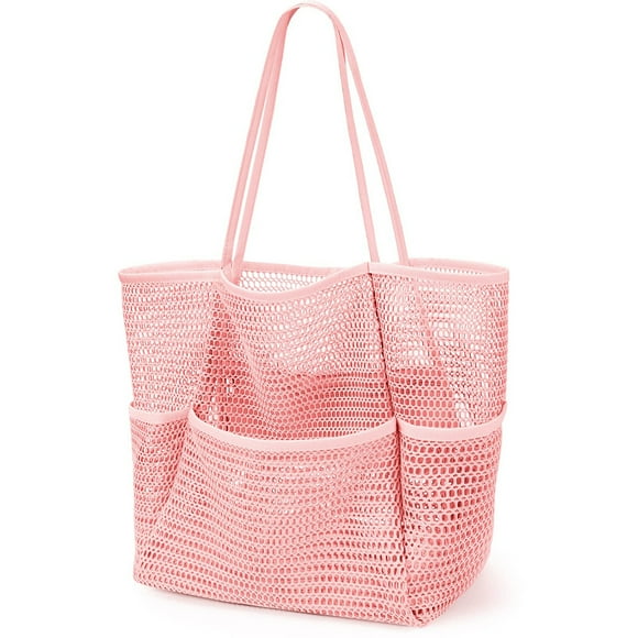 Beach Bag with Mini Pocket, Beach Tote Bags for Women, Large Foldable Mesh Travel Bags for Pool - Sandproof