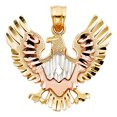 thumbnail image 2 of 14K Tri Color Gold Eagle Charm Pendant with 1.7mm Flat Open Wheat Chain Necklace - 16", 2 of 6