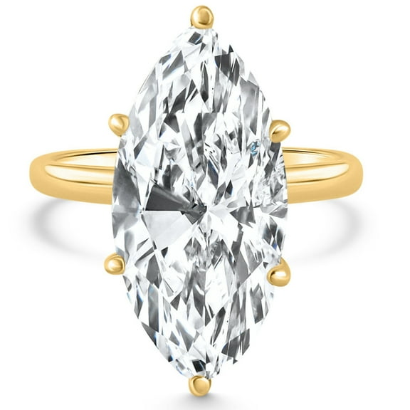 Pompeii Certified 5.73Ct Marquise Solitaire Diamond Engagement Ring Lab Grown (F,VS2)