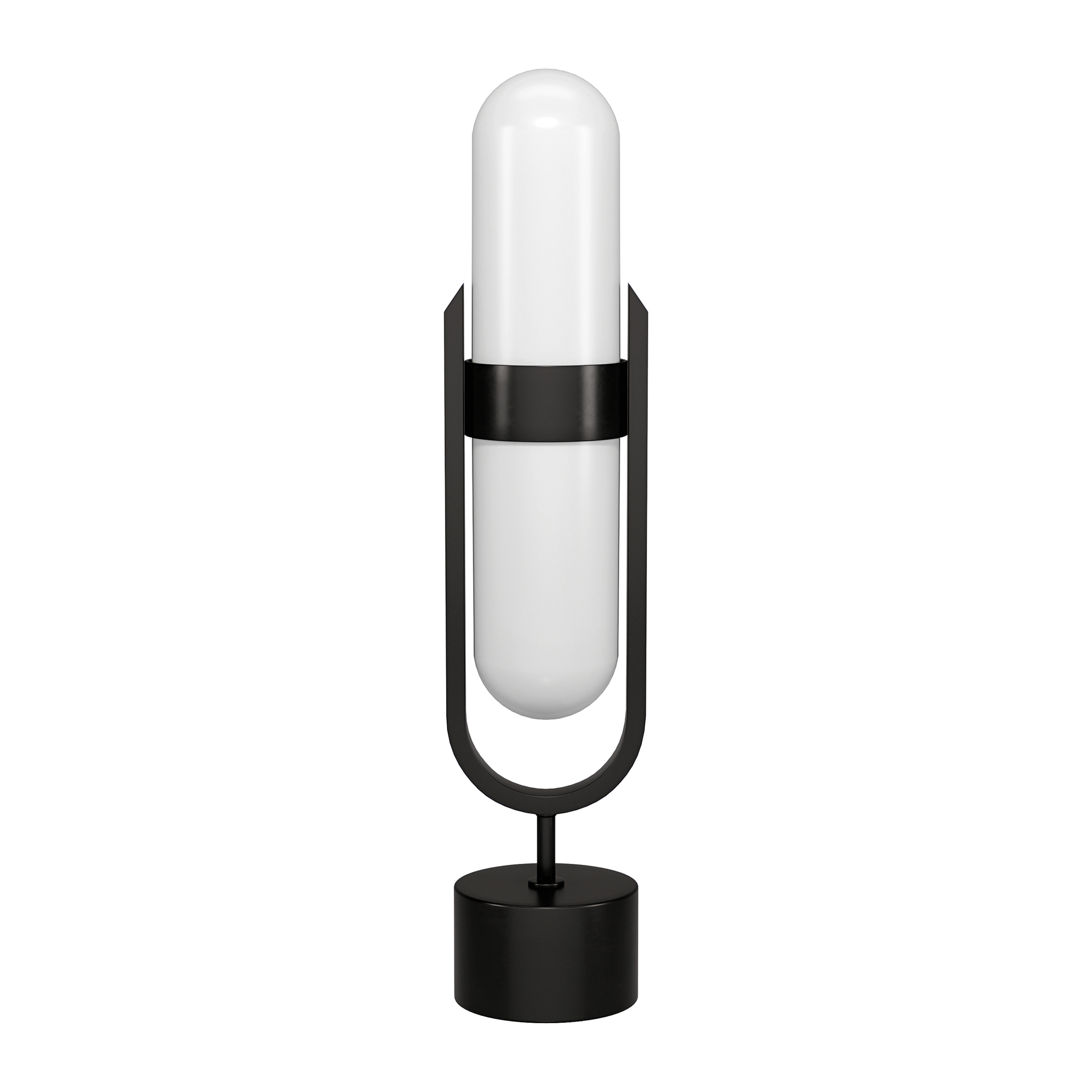 Blair Pill-Shaped Table Lamp with Milk Glass Shade in Blackened Bronze/White