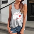 thumbnail image 2 of Wang6 Women Loose Fit Racerback Tank Tops Causal Sleeveless Crew Neck Tshirts Summer Baseball Printed Tops Graphic Tees Shirts Light Gray M, 2 of 5