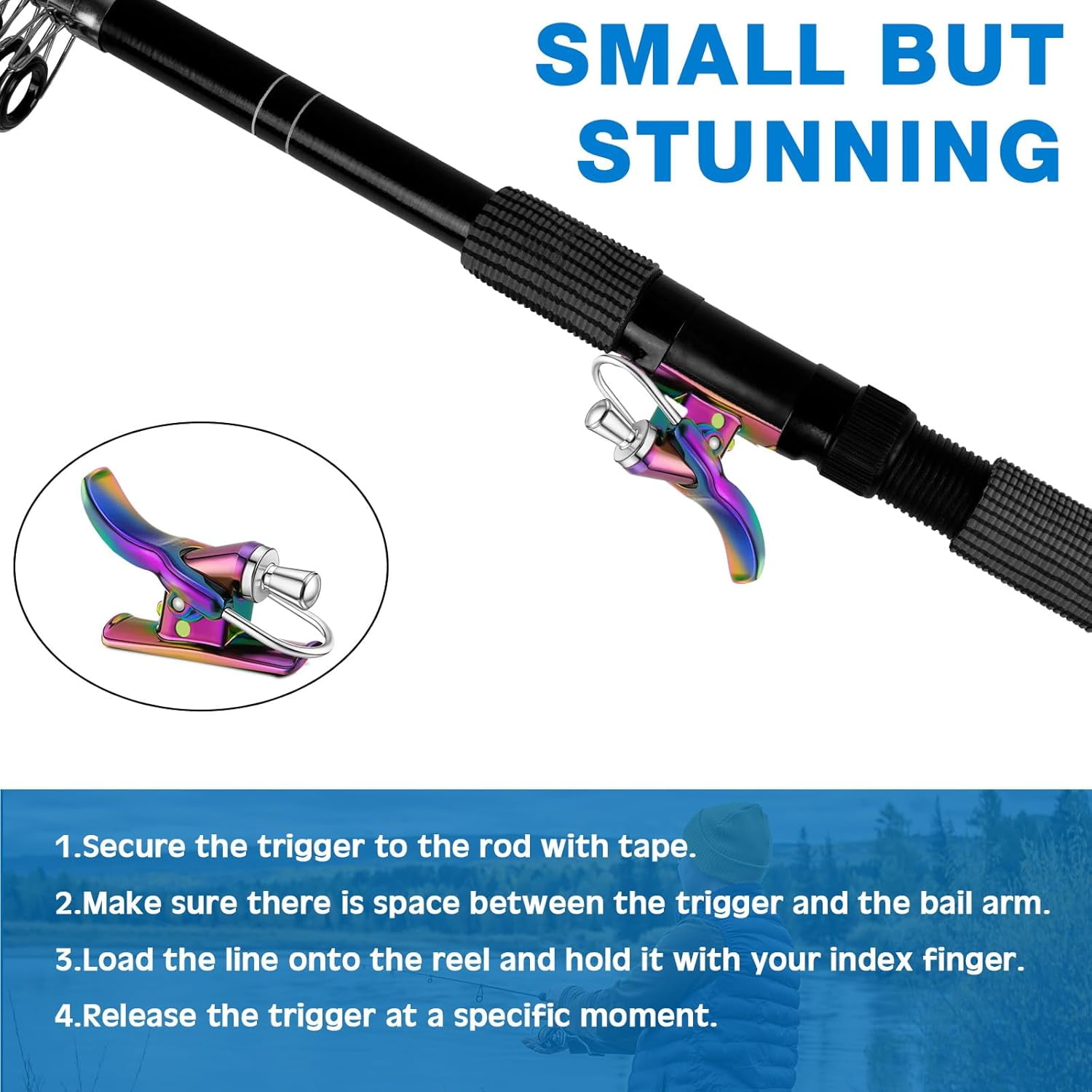 ABCISI 4 Pcs Cast Surf Fishing Trigger, Sea Fishing Casting Trigger Aid, Surf Gear with Thumb Button for Pole Rod Shore Beach, ABS Primos Stick Accessories for Smooth Casting, Durable Bait Launcher