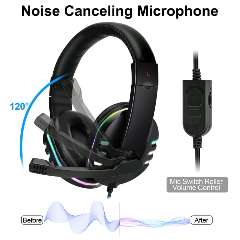 Professional Led Light Wired Gaming Headphones With Microphone For Computer  PS4 PS5 Xbox Bass Stereo PC