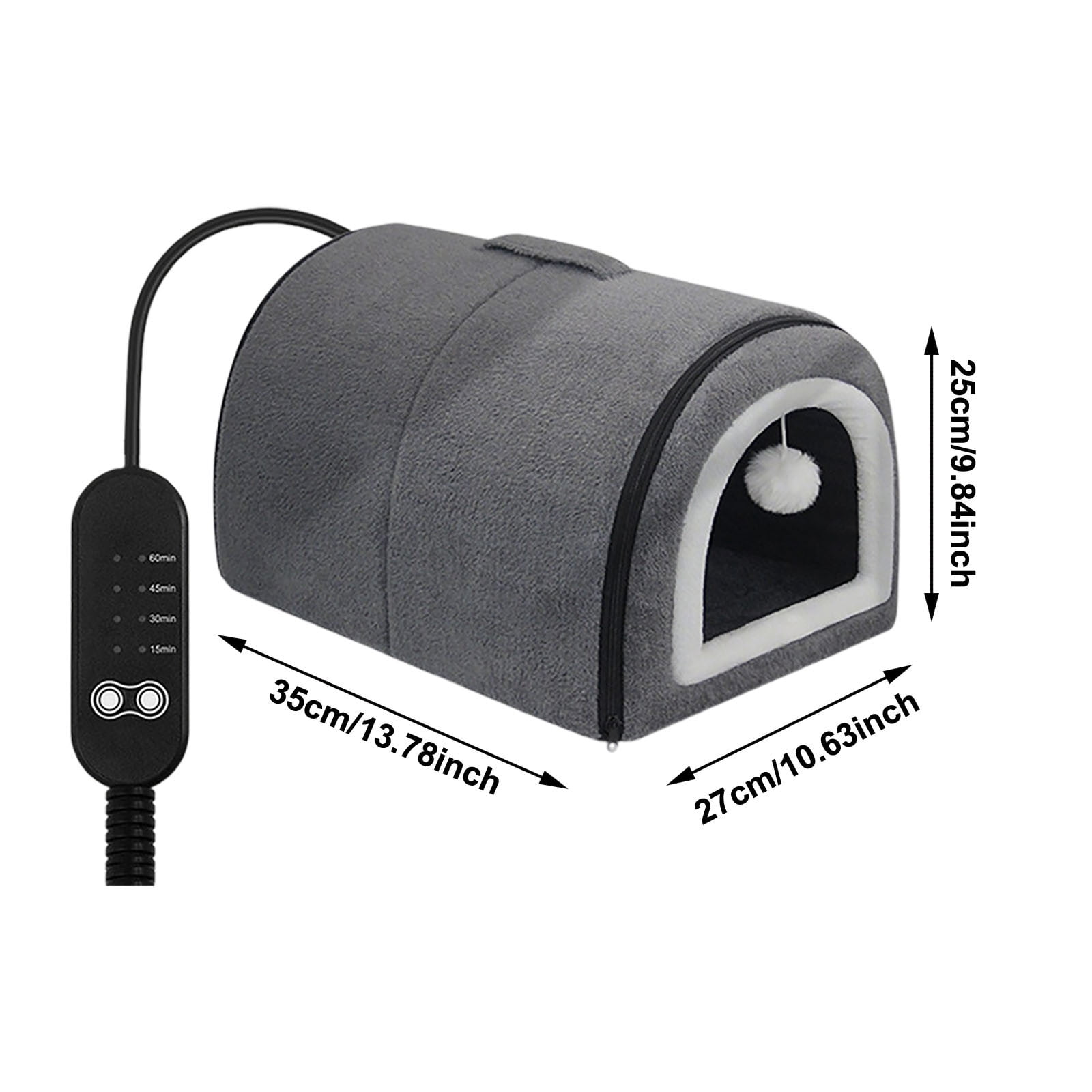 Heated Cat Bed Cat Bed Detachable Semi Enclosed Cat Bed With Arched Roof And Temperature Control Suitable For Small And Medium Sized Cat Breeds Suitable For Winter Home Travel,Gray 35x27x25cm