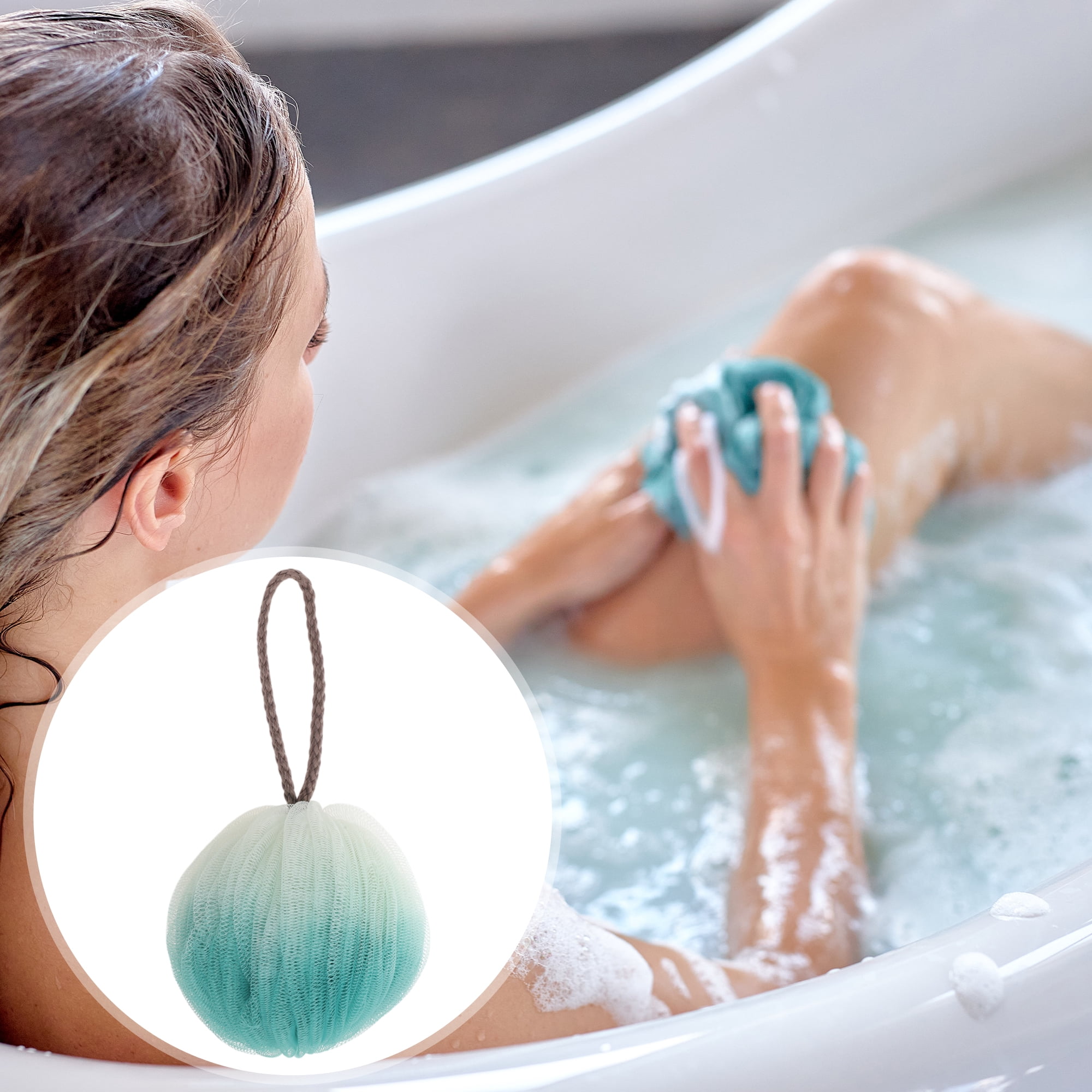 Unique Bargains Two Colors Bath Shower Loofah Sponge 1 Pc Green